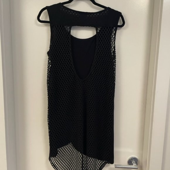 LILY BLEU Black Mesh Bathing Suit Cover Up Size M - Picture 3 of 6